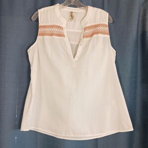 Aventura Women's White and Orange Blouse Size XL
